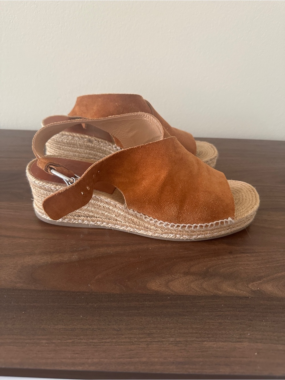 rag & bone Suede Espadrille Wedge Sandals in Cognac